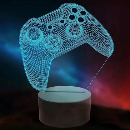 3D Illusion LED Night Lamp with Gaming Controller Design
