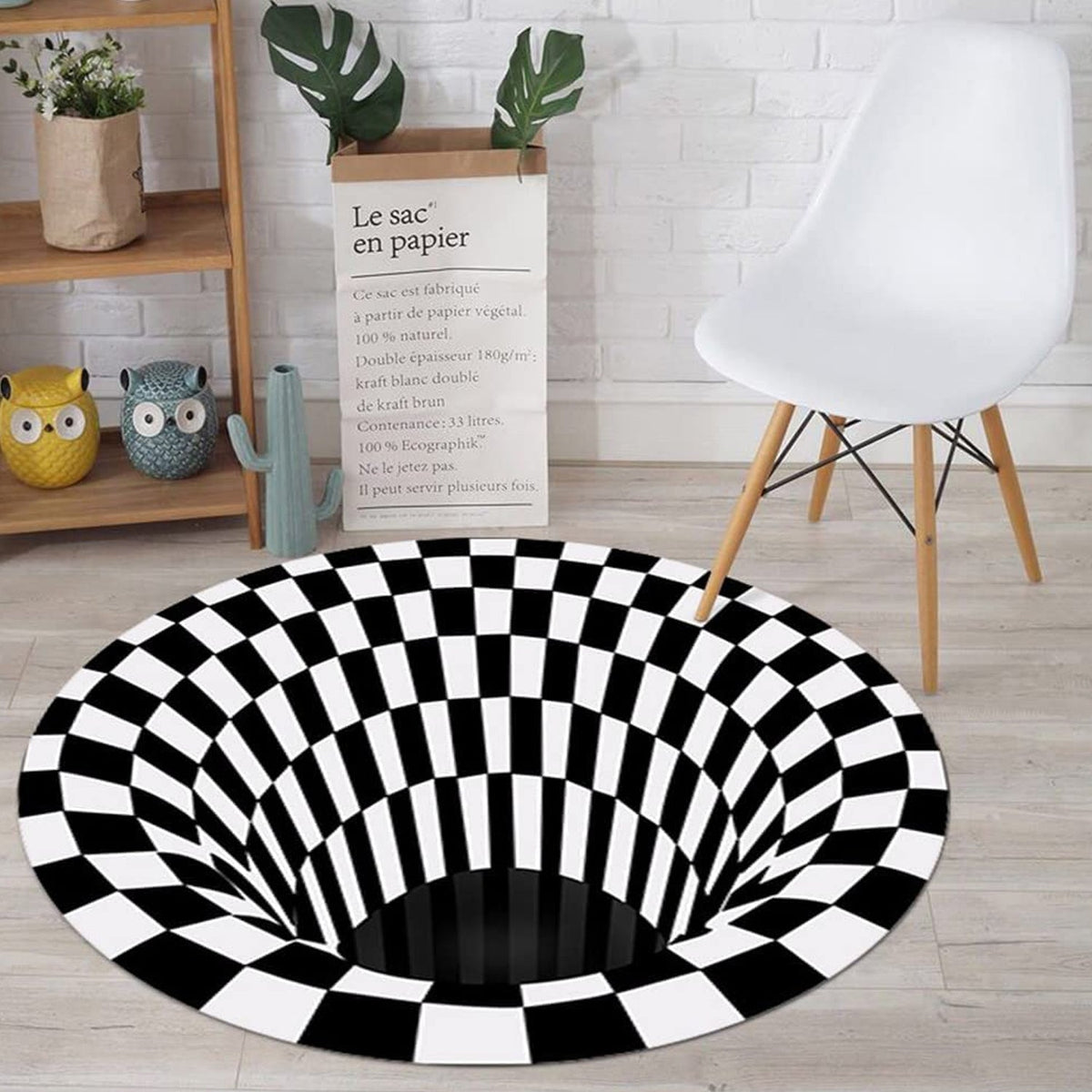 3D Space Round Carpet, Floor Mat Non-Woven Doormat (1 Pc / 78 Cm)