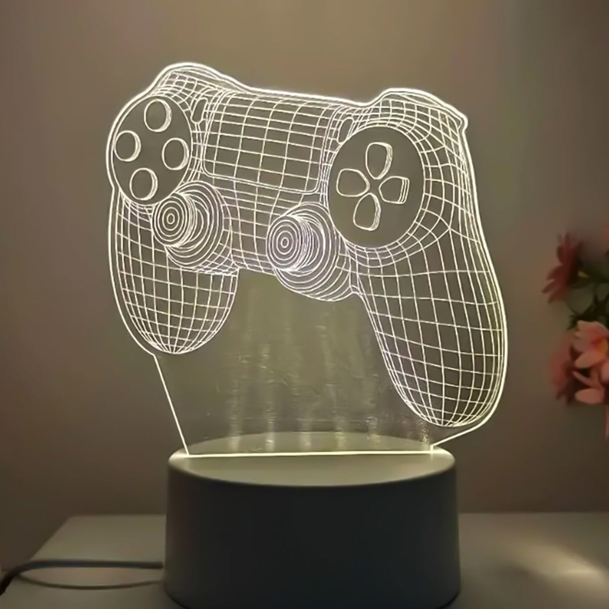 3D Acrylic LED Night Lamp – Game Controller Shape Decorative Light for Gamers (1 Pc)