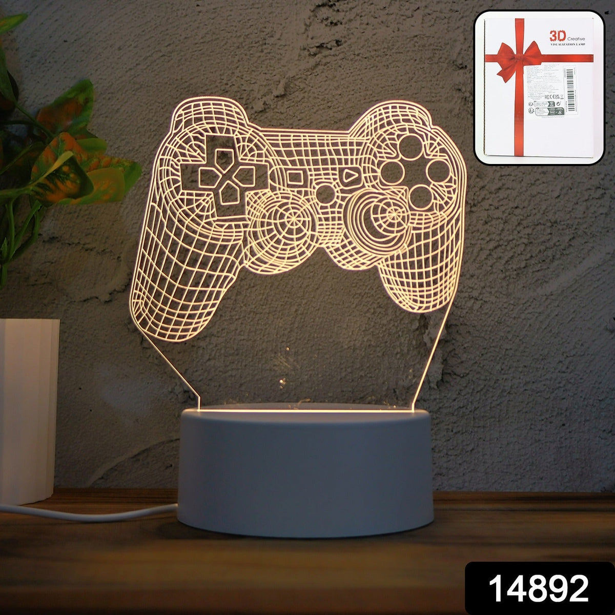 3D Acrylic LED Night Lamp – Game Controller Shape Decorative Light for Gamers (1 Pc)