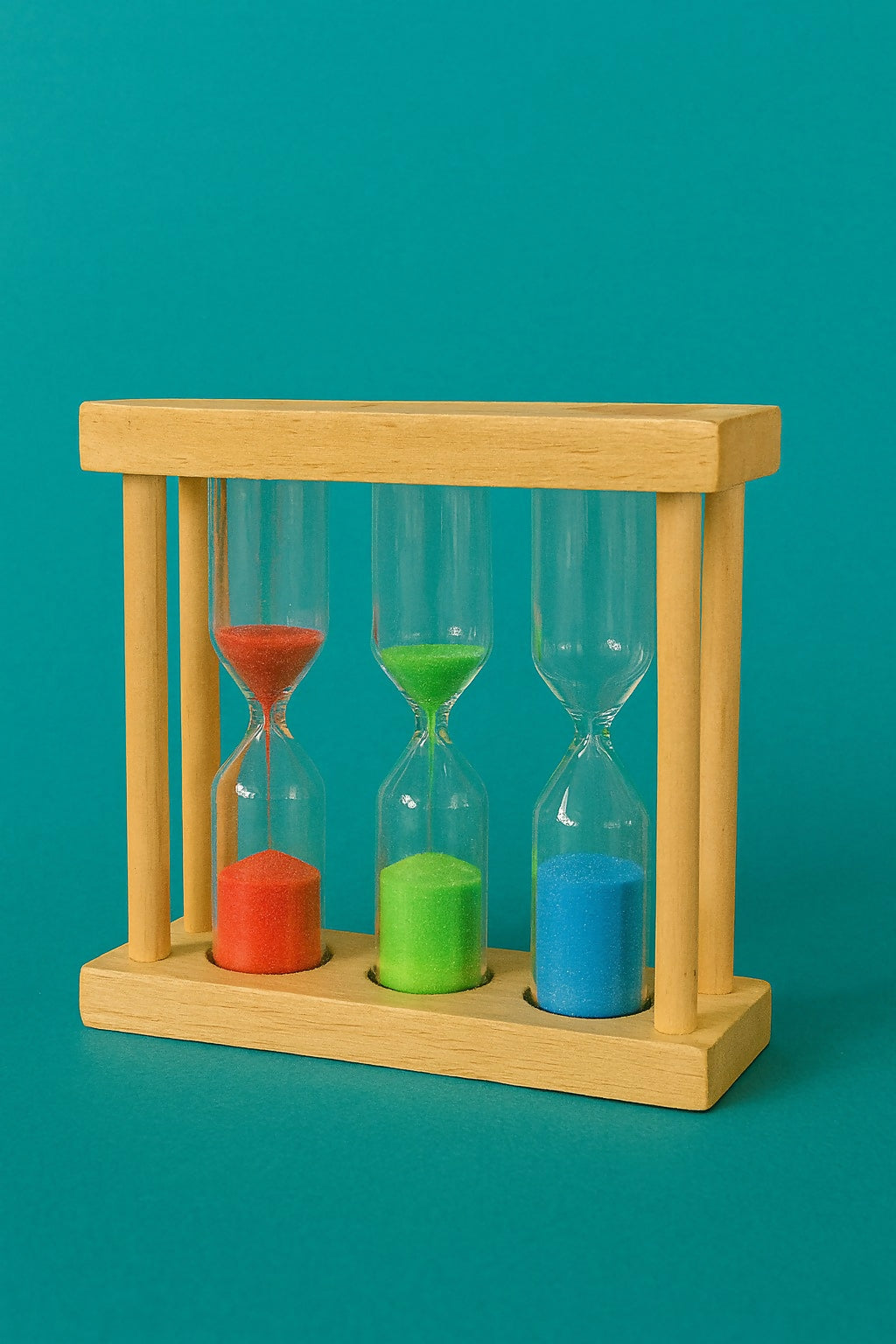 3-in-1 Colorful Sand Timer Set (1 Min, 3 Min, 5 Min) with Wooden Frame