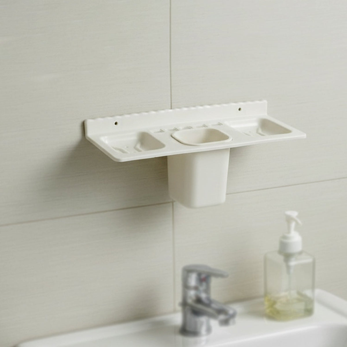 4 in 1 Wall-Mounted Bathroom Organizer - (1 Pc)