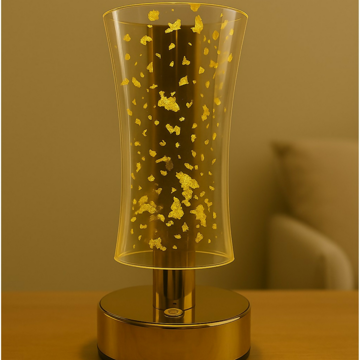 3D Illusion Golden Flakes LED Vase Shape Table Lamp with Touch Control